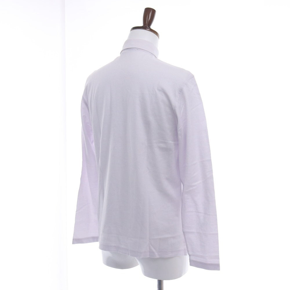 ■ ダンヒル シャツ 長袖 トップス ボーダー コットン100％ ボタン メンズ S ホワイト ライトパープル系