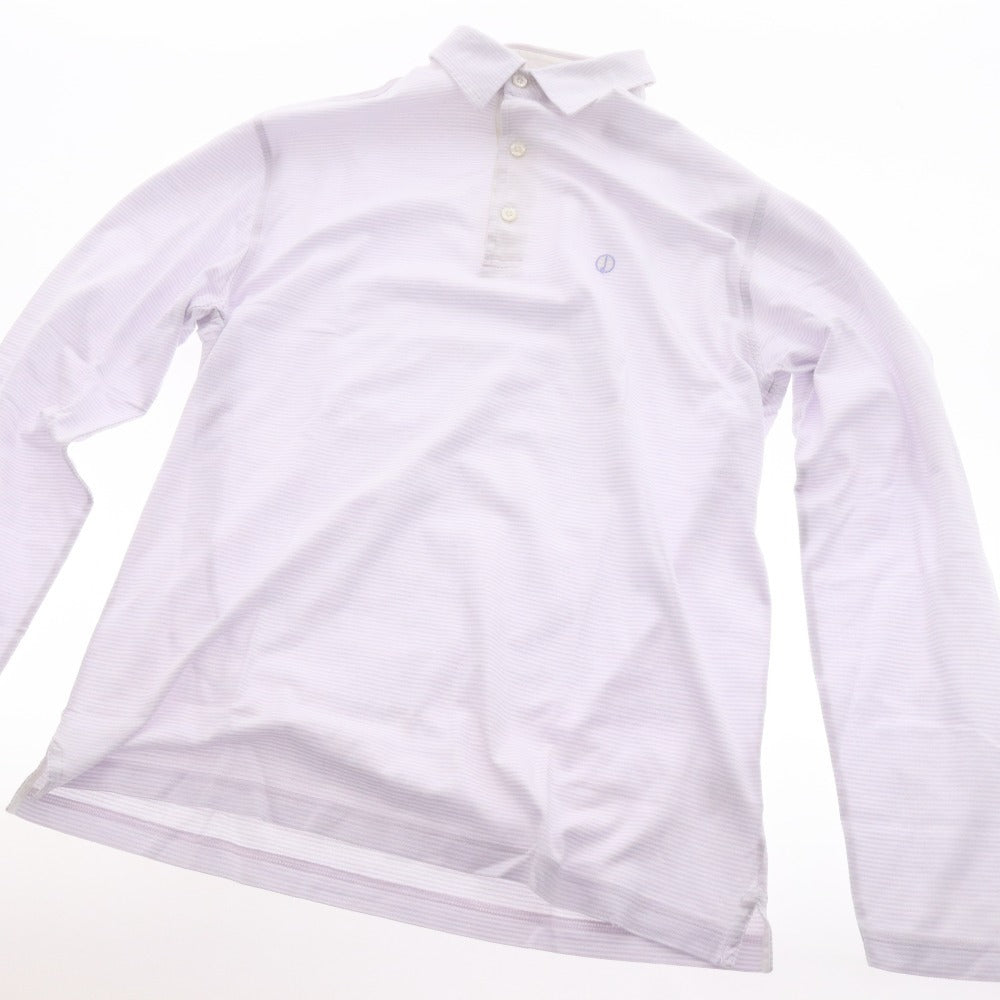 ■ ダンヒル シャツ 長袖 トップス ボーダー コットン100％ ボタン メンズ S ホワイト ライトパープル系