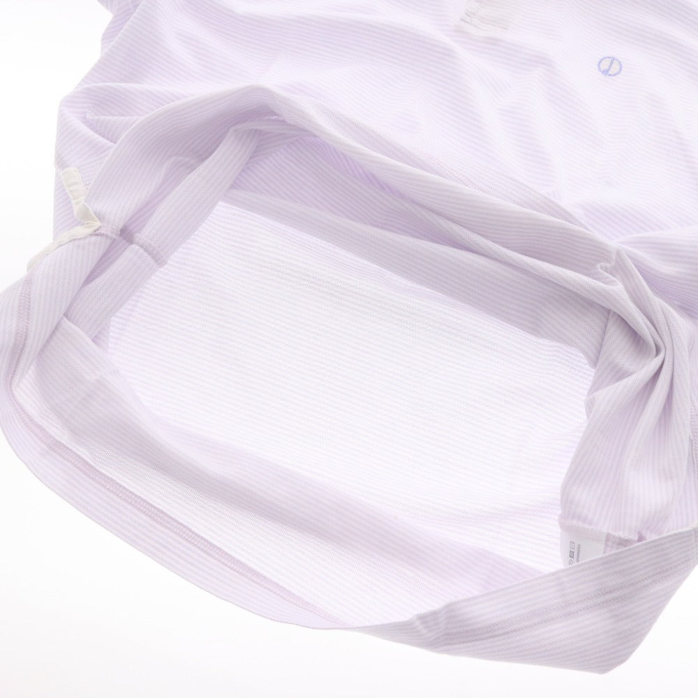 ■ ダンヒル シャツ 長袖 トップス ボーダー コットン100％ ボタン メンズ S ホワイト ライトパープル系