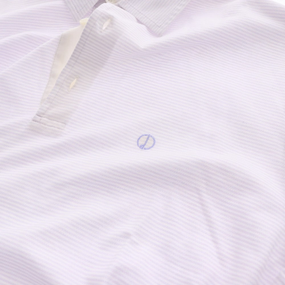 ■ ダンヒル シャツ 長袖 トップス ボーダー コットン100％ ボタン メンズ S ホワイト ライトパープル系