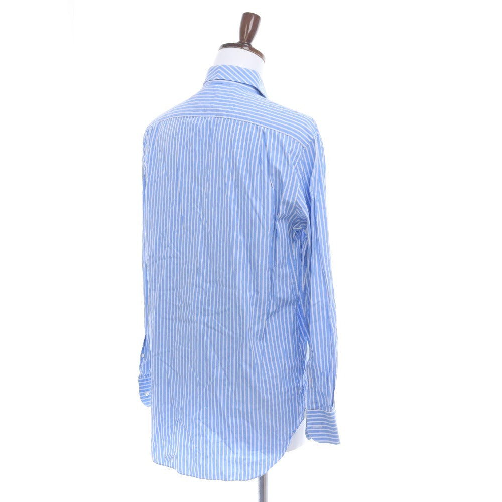 ■ ErmenegildoZegna エルメネジルドゼニア シャツ 長袖 トップス ストライプ ボタン スペイン産 メンズ 40 ライトブルー ホワイト