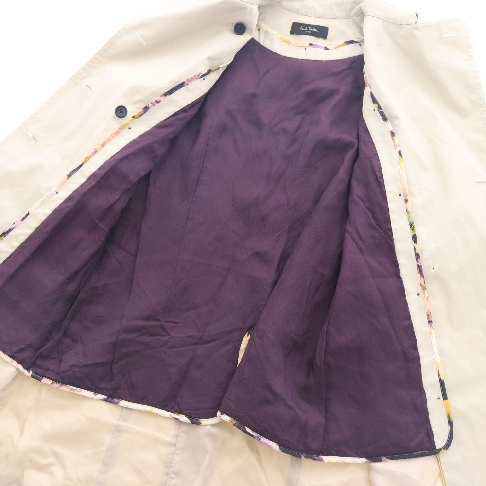 ■ ポールスミス トレンチ コート アウター ボタン ポケット ベルト 無地 レディース 40 ライトベージュ