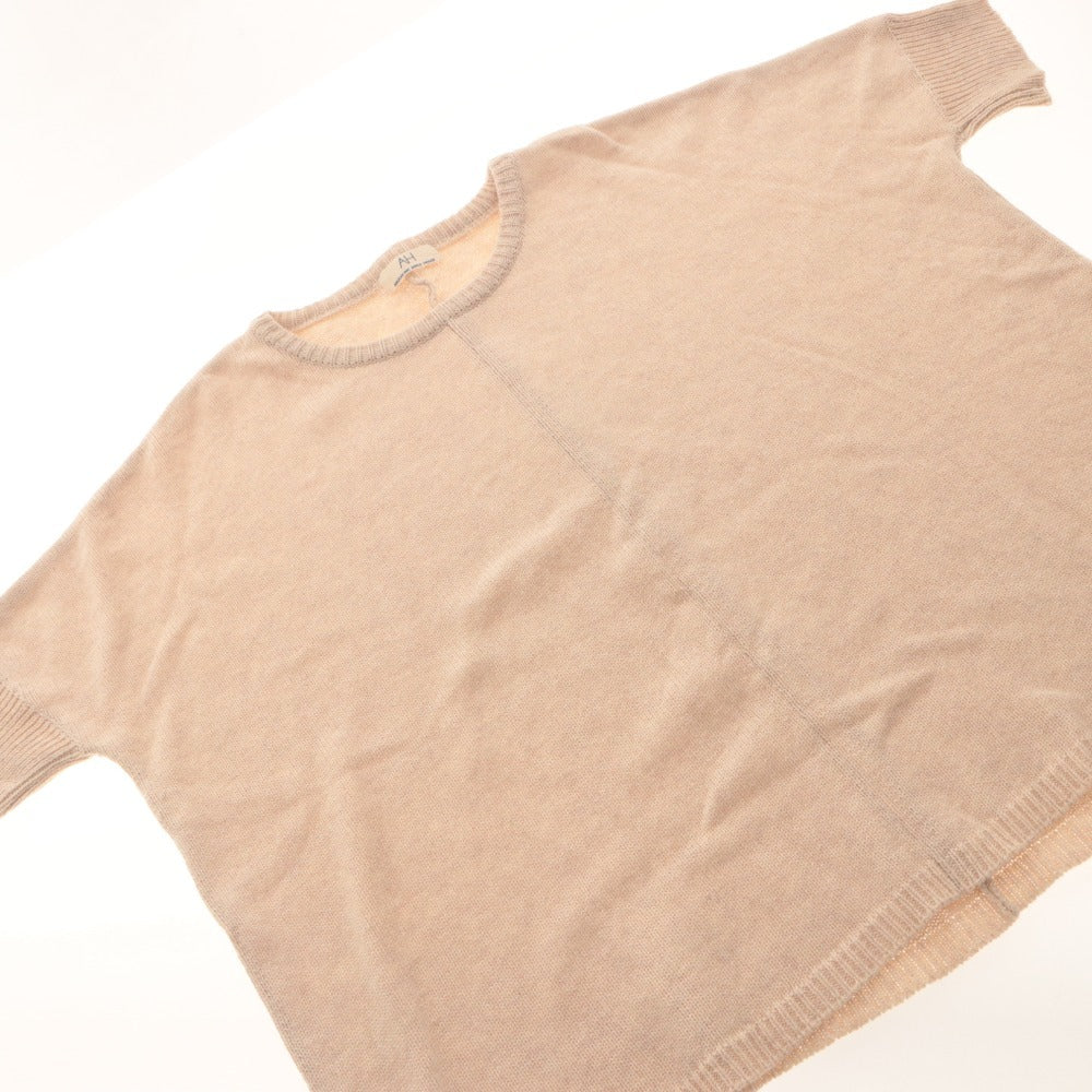 ■ Apple House Abuchi Sweater Knit Pullover Short Sleeve Top Relaxed Fit Made in Japan Women's One-Size Equivalent Light Beige