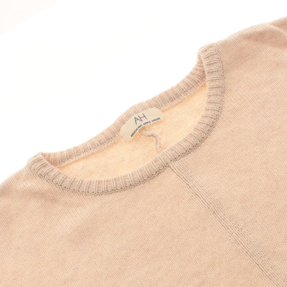 ■ Apple House Abuchi Sweater Knit Pullover Short Sleeve Top Relaxed Fit Made in Japan Women's One-Size Equivalent Light Beige