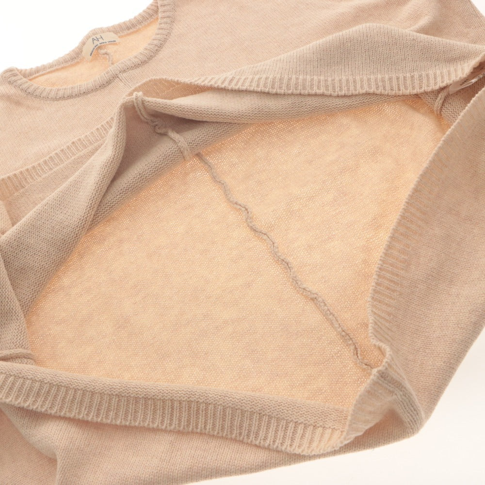 ■ Apple House Abuchi Sweater Knit Pullover Short Sleeve Top Relaxed Fit Made in Japan Women's One-Size Equivalent Light Beige