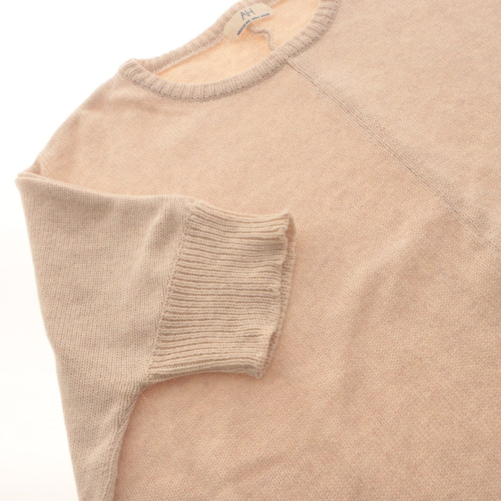 ■ Apple House Abuchi Sweater Knit Pullover Short Sleeve Top Relaxed Fit Made in Japan Women's One-Size Equivalent Light Beige