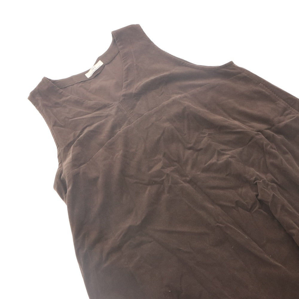 ■ APPLE HOUSE Abuchi Long Dress Jumper Skirt Sleeveless Top V-neck Women's Approximately XL Dark Brown