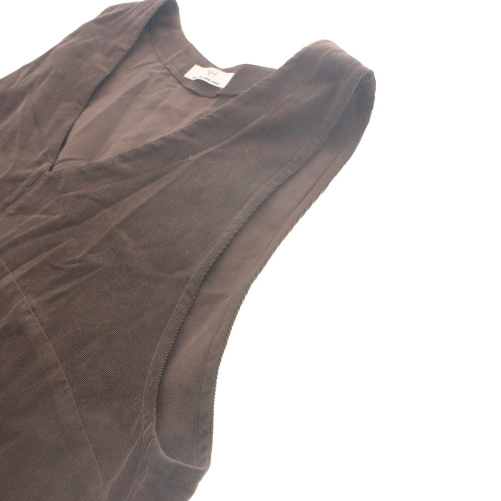 ■ APPLE HOUSE Abuchi Long Dress Jumper Skirt Sleeveless Top V-neck Women's Approximately XL Dark Brown