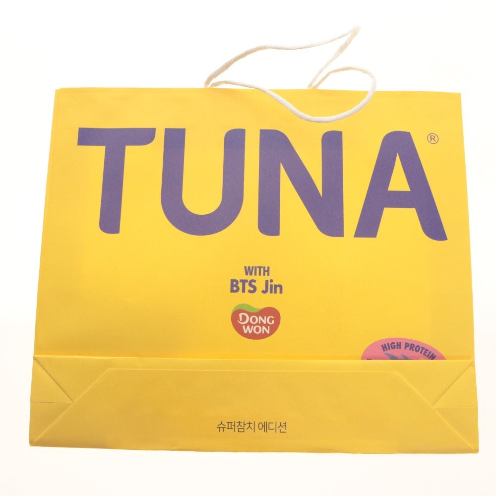 ■ BTS Jin Empty Can Goods 12-Can Set Dongwon Dongwon Tuna JIN Super Tuna Edition Gift Set Collaboration with box, bag, and accessories
