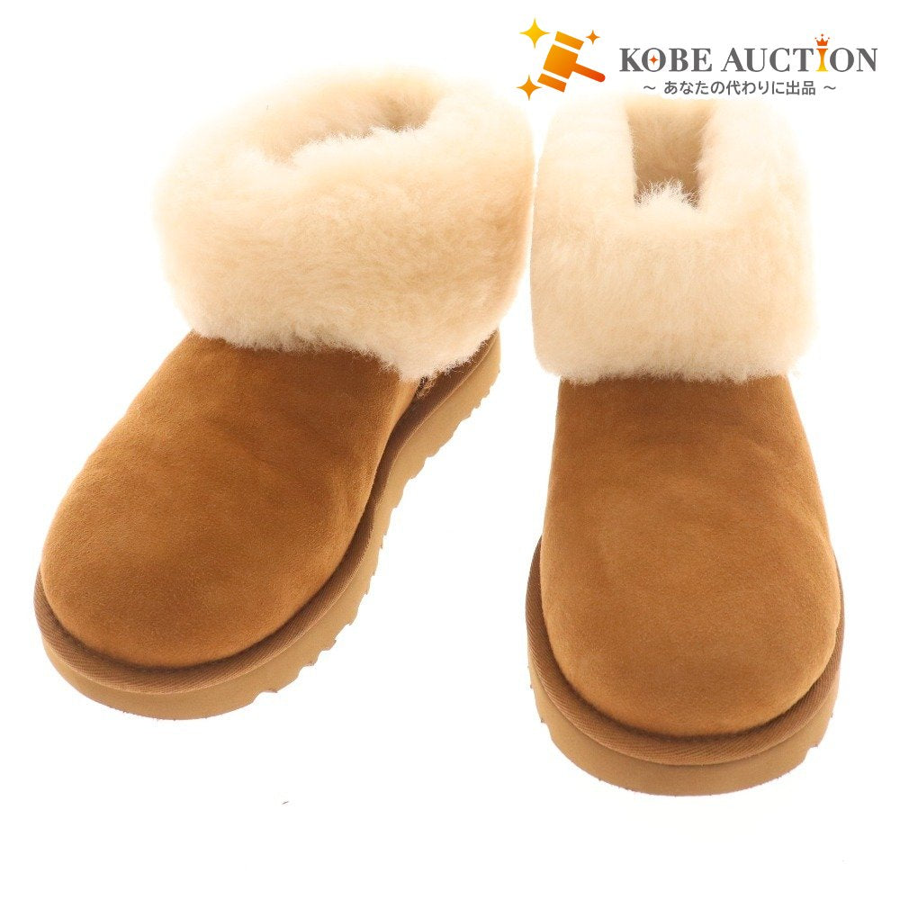 ■ UGG Sheepskin Boots Shoes 1106757 Shoes Classic Mini Fluff Women's 24.0cm Brown Box included Unused