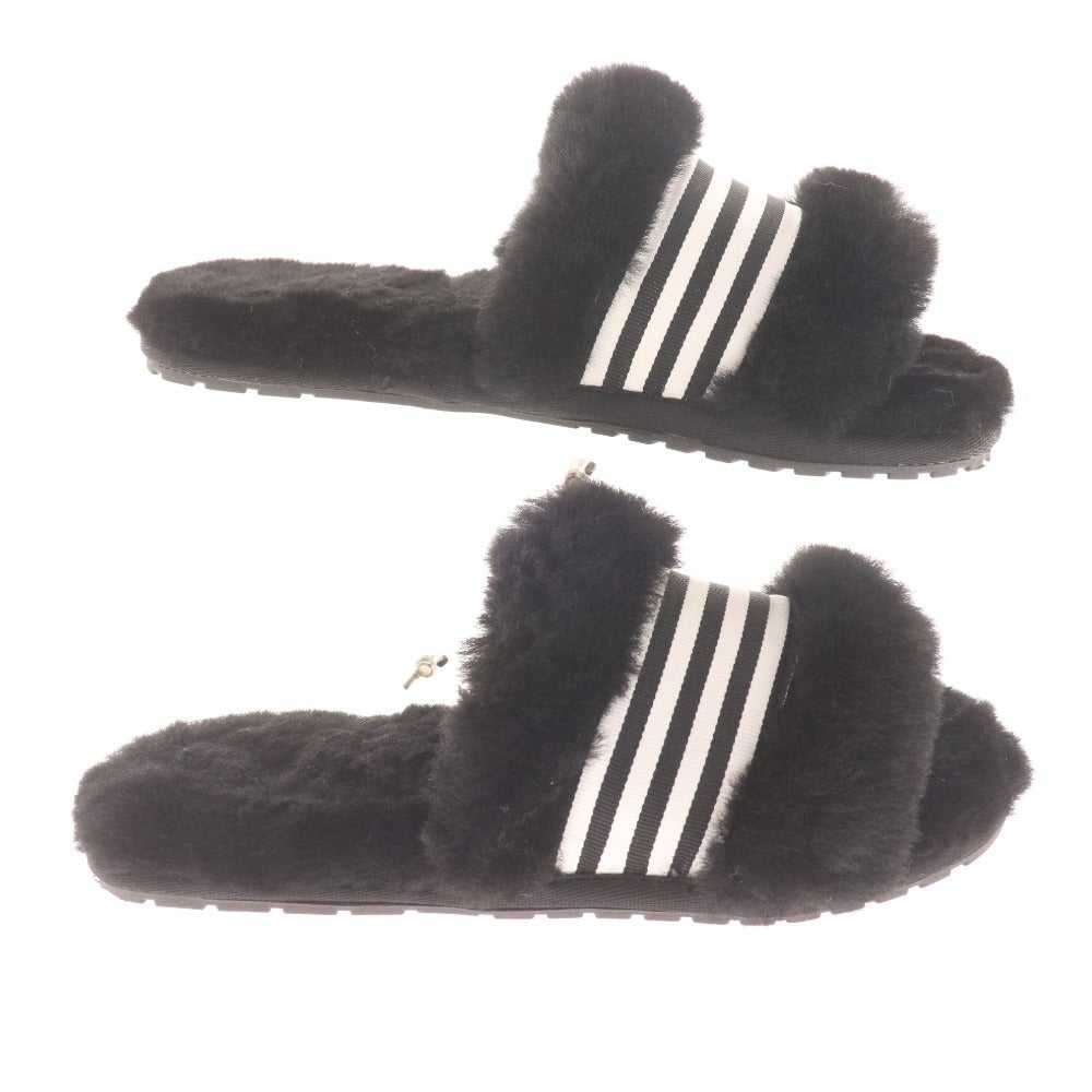 ■ エミュー サンダル スリッパ シューズ 靴 ファー レディース 25.0cm ブラック 箱付き 未使用