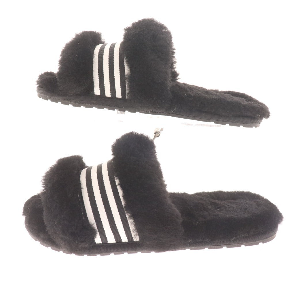 ■ エミュー サンダル スリッパ シューズ 靴 ファー レディース 25.0cm ブラック 箱付き 未使用