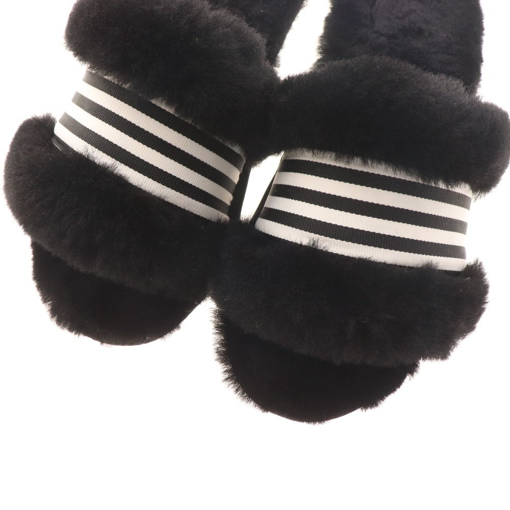 ■ エミュー サンダル スリッパ シューズ 靴 ファー レディース 25.0cm ブラック 箱付き 未使用