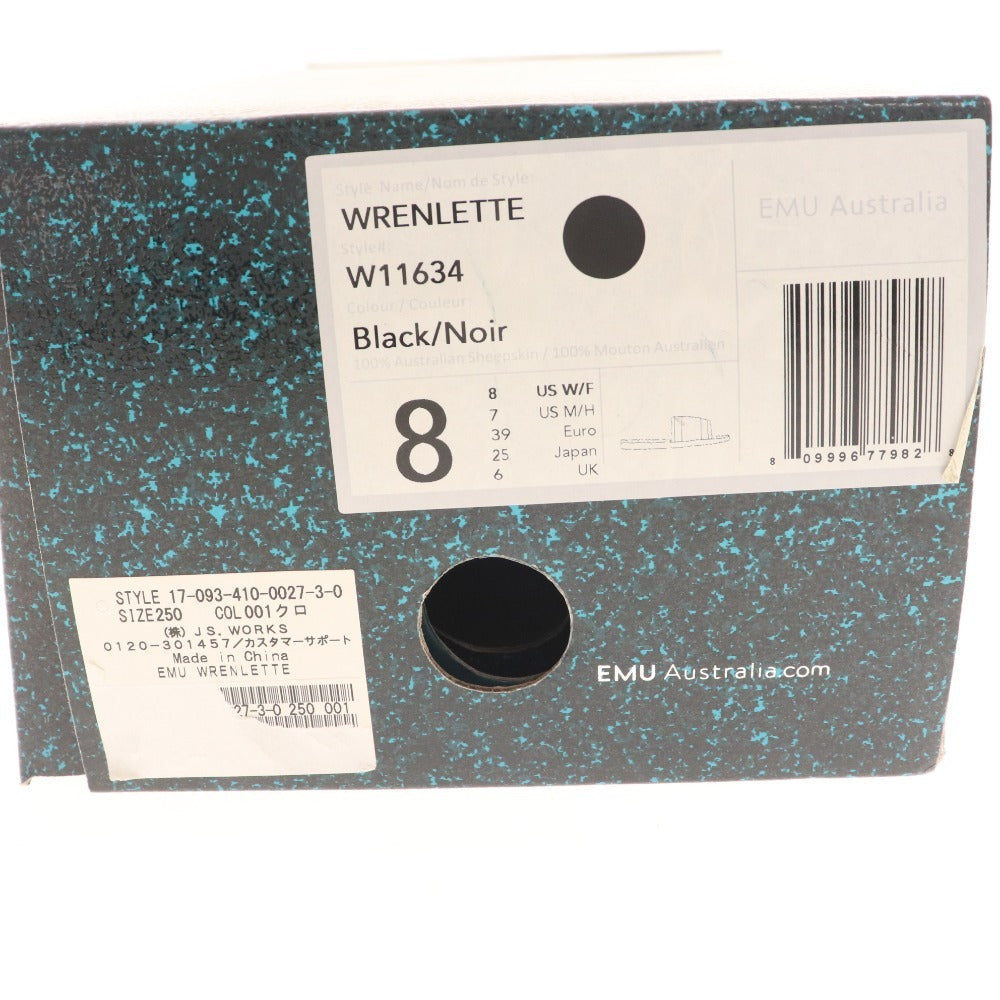 ■ エミュー サンダル スリッパ シューズ 靴 ファー レディース 25.0cm ブラック 箱付き 未使用