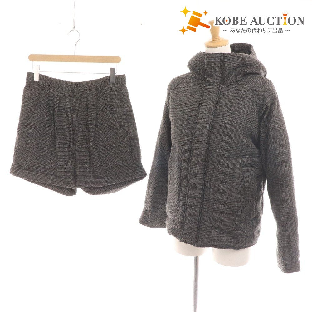 ■ ズッカ セットアップ ダウンジャケット ショートパンツ グレンチェック レディース M グレー
