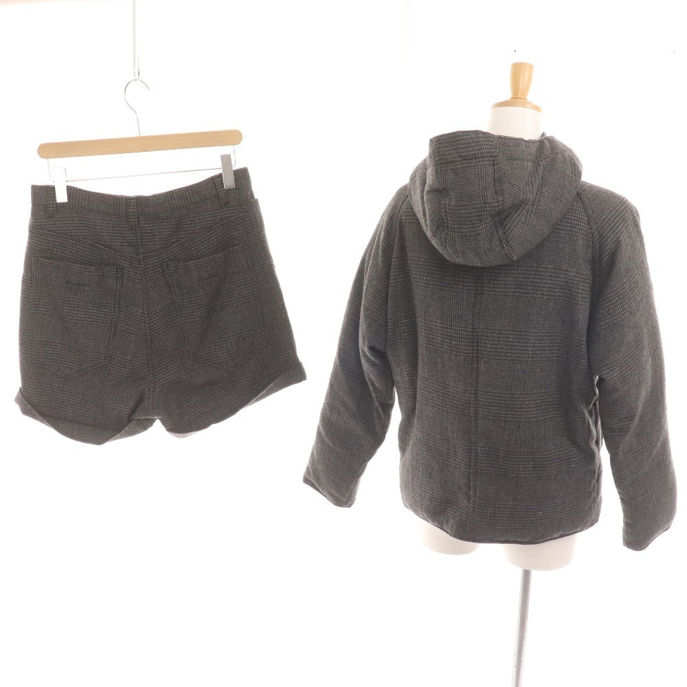 ■ ズッカ セットアップ ダウンジャケット ショートパンツ グレンチェック レディース M グレー