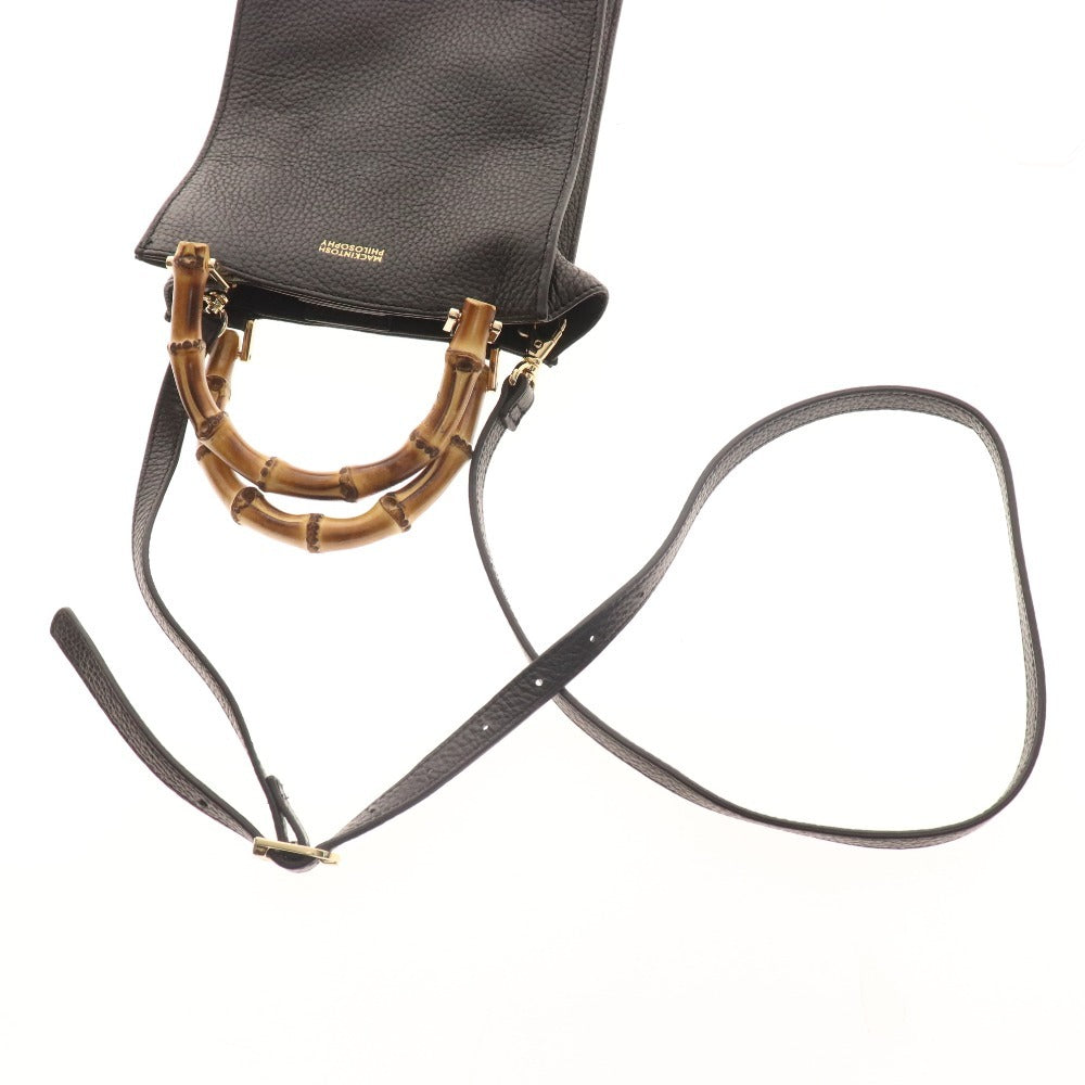 ■ マッキントッシュ フィロソフィー ハンドバッグ ショルダーバッグ 鞄 牛革 持ち手バンブー レディース ブラック