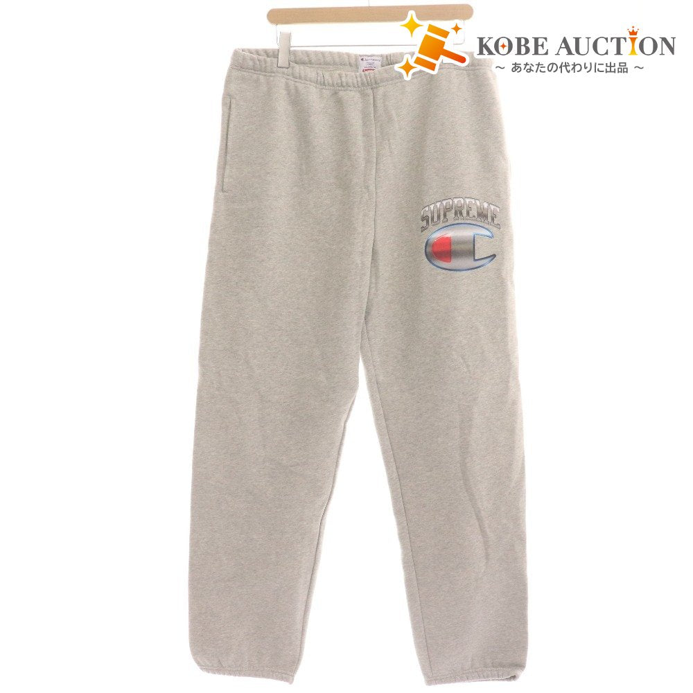 ■ Supreme Champion Sweatpants Bottoms Fleece Lining Men's L Gray With Bag