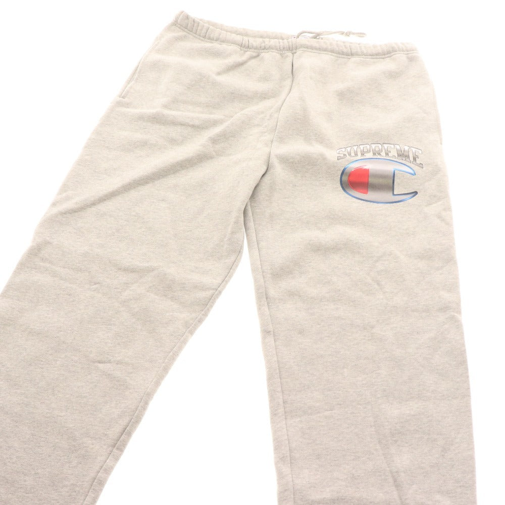 ■ Supreme Champion Sweatpants Bottoms Fleece Lining Men's L Gray With Bag