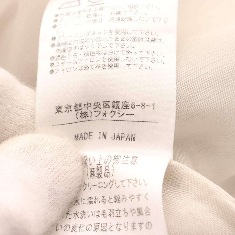 ■ フォクシー ワンピース ノースリーブ ひざ丈 トップス ボトムス リネン 切り替え レース レディース 40 ライトグレー 付属品付き