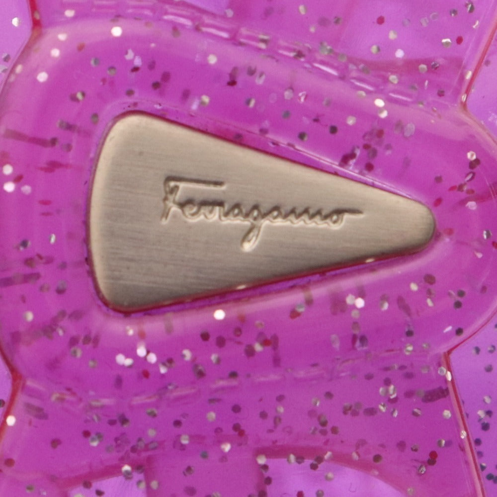 ■ サルヴァトーレフェラガモ ラバーシューズ パンプス 靴 リボン ロゴ レディース 5 パープル 袋付き 未使用