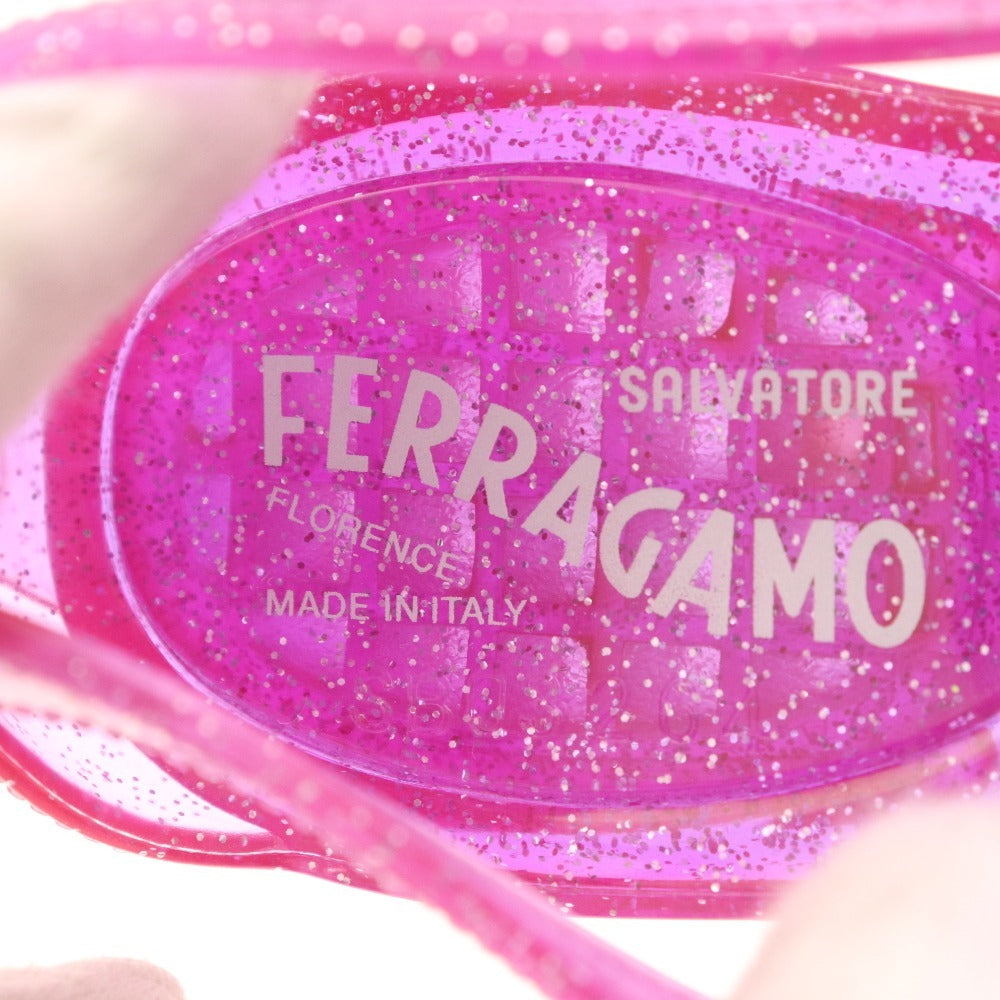 ■ サルヴァトーレフェラガモ ラバーシューズ パンプス 靴 リボン ロゴ レディース 5 パープル 袋付き 未使用