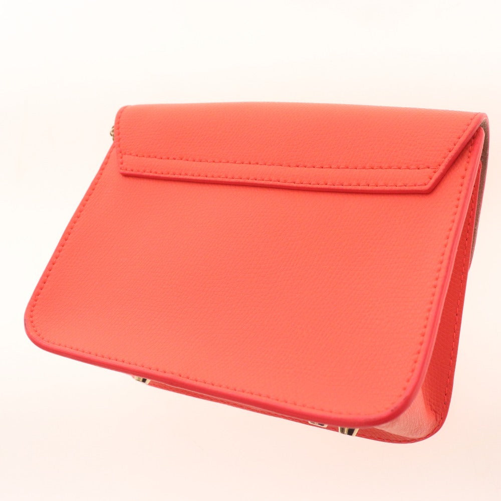 ■ フルラ ミニショルダー バッグ 鞄 メトロポリス レザーチェーン レディース オレンジ系 ピンク系 袋付き 未使用