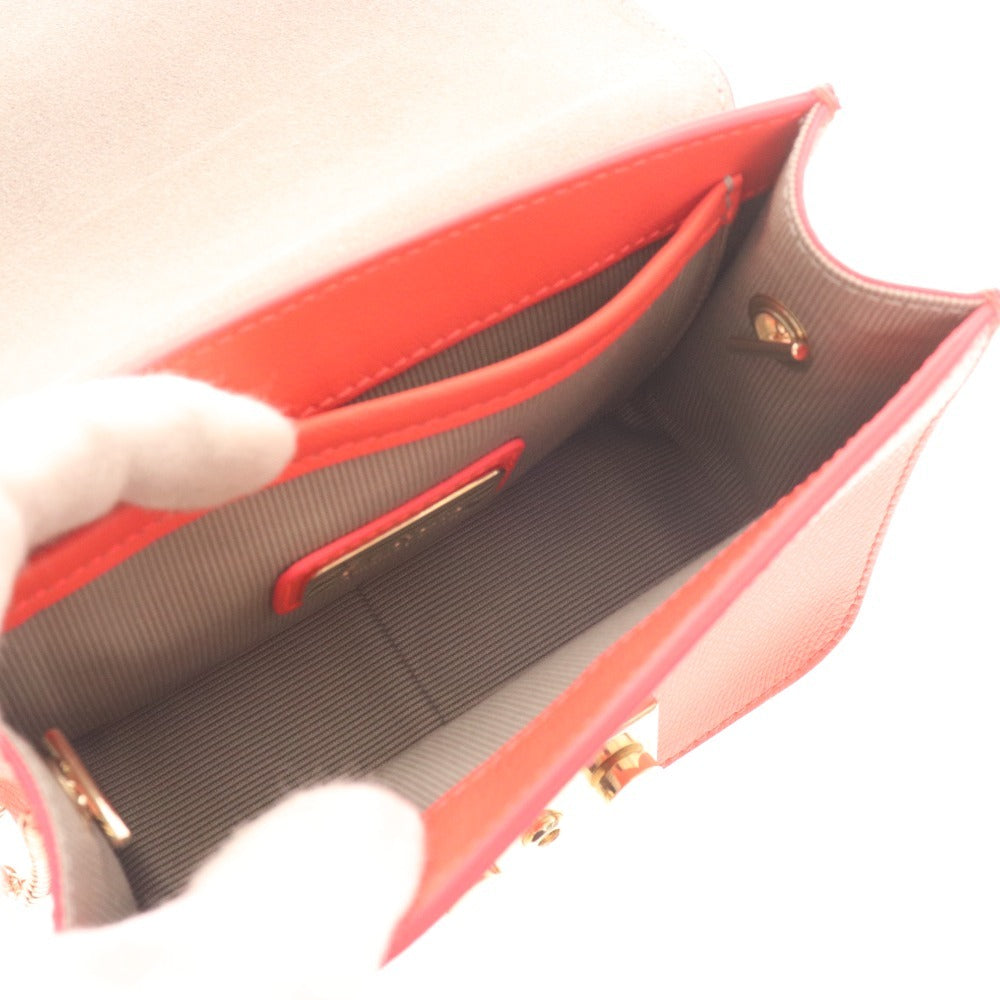 ■ フルラ ミニショルダー バッグ 鞄 メトロポリス レザーチェーン レディース オレンジ系 ピンク系 袋付き 未使用