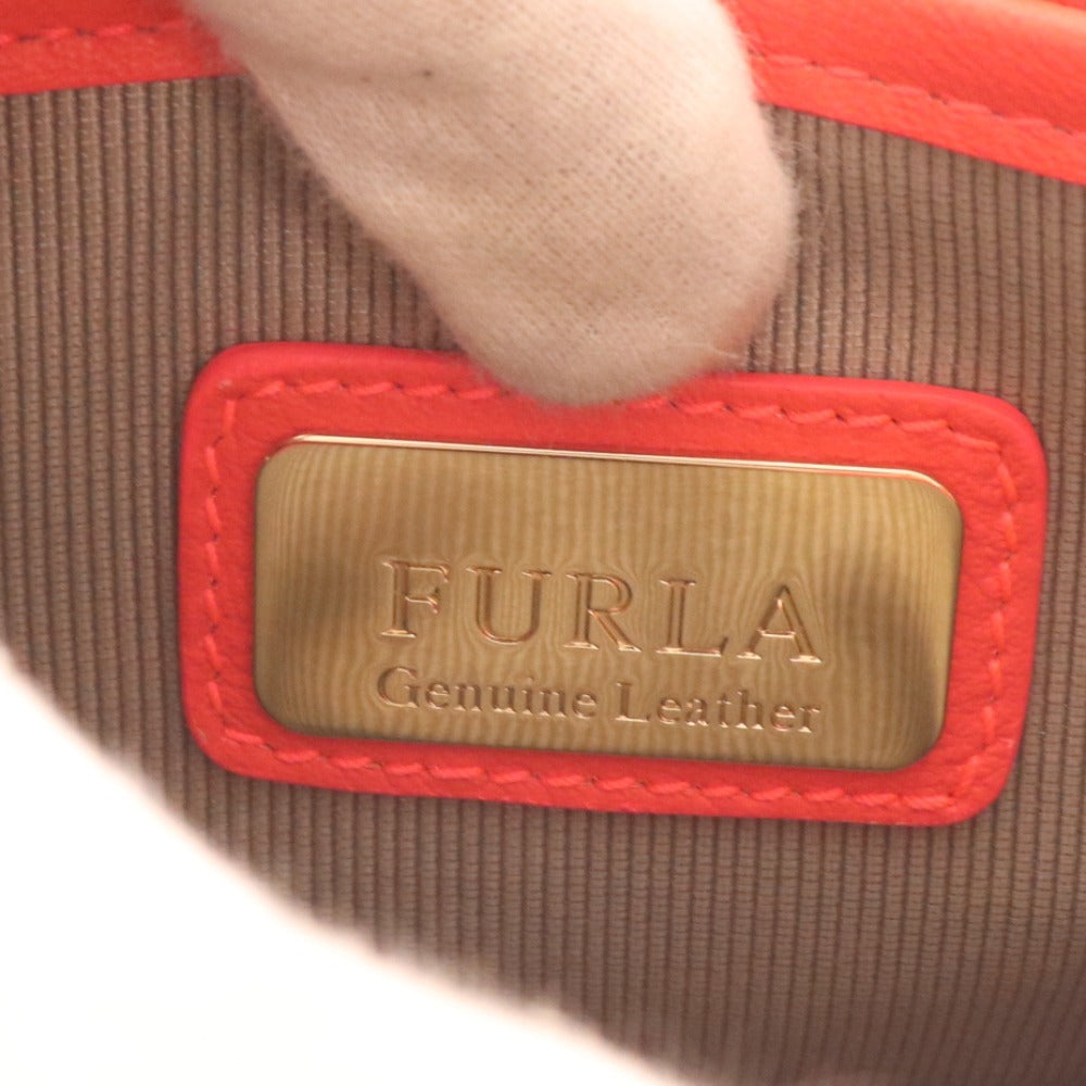 ■ フルラ ミニショルダー バッグ 鞄 メトロポリス レザーチェーン レディース オレンジ系 ピンク系 袋付き 未使用