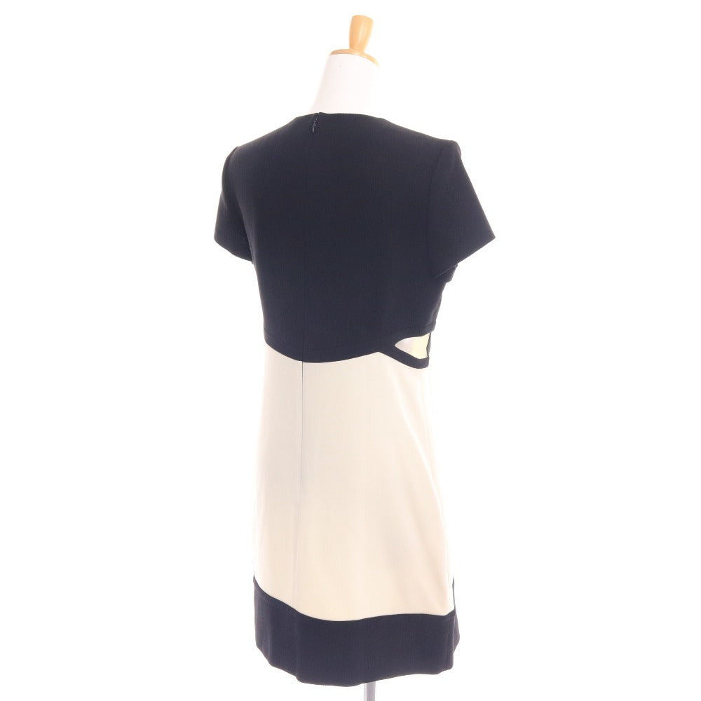 ■ エミリオプッチ ワンピース 半袖 トップス ボトムス ウエストスリット バイカラー レディース 44 ホワイト ブラック タグ付き 未使用