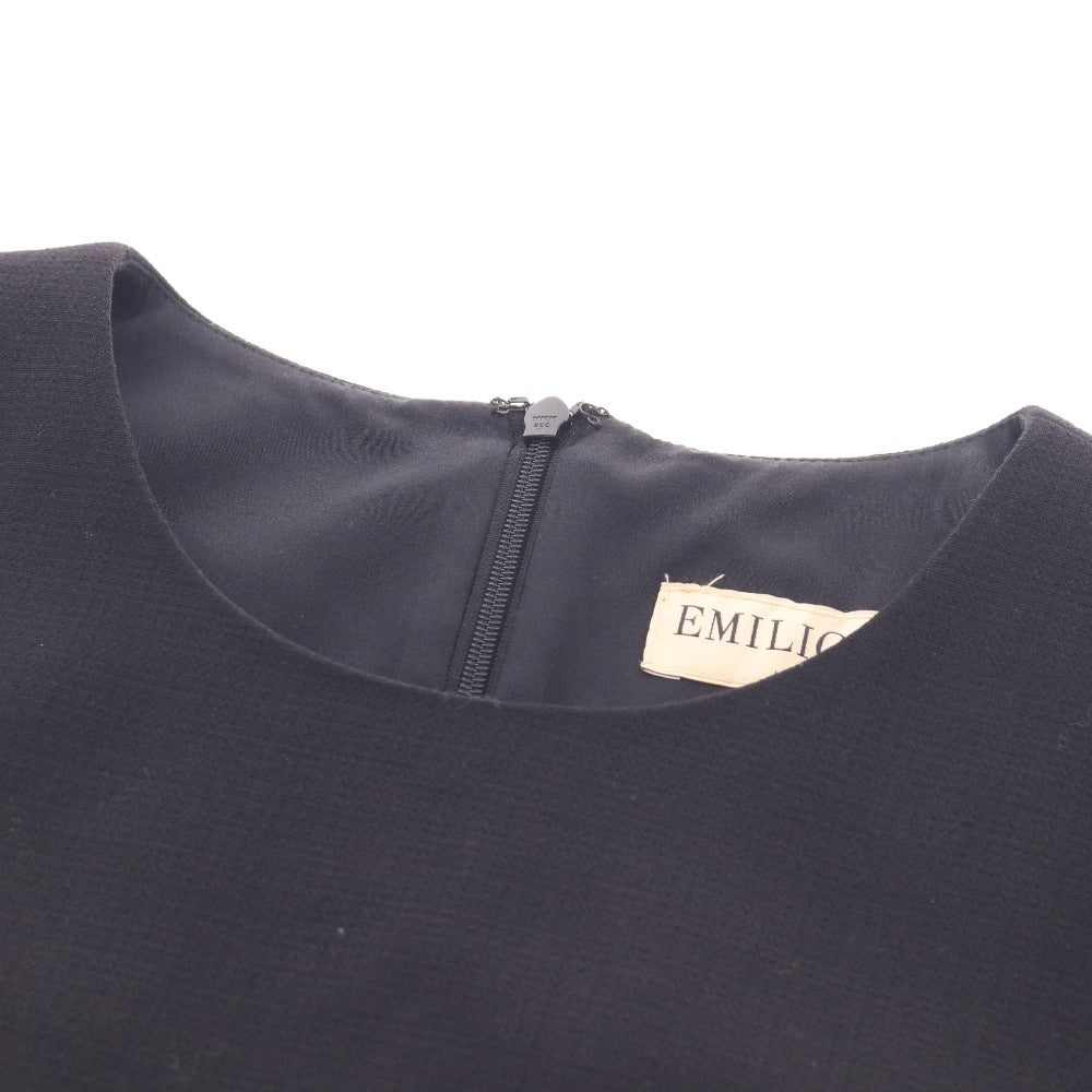 ■ エミリオプッチ ワンピース 半袖 トップス ボトムス ウエストスリット バイカラー レディース 44 ホワイト ブラック タグ付き 未使用