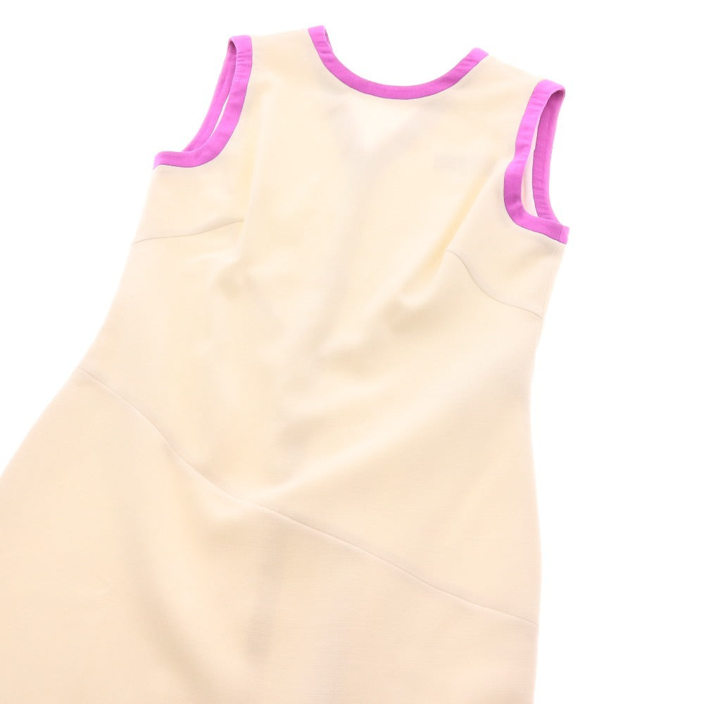 ■ エミリオプッチ ワンピース ドレス ノースリーブ ひざ丈 トップス ボトムス 裾フリル レディース 44 ホワイト 未使用