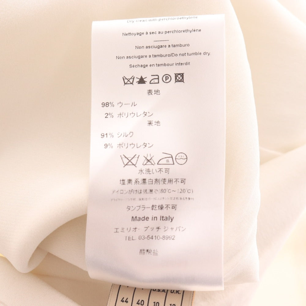 ■ エミリオプッチ ワンピース ドレス ノースリーブ ひざ丈 トップス ボトムス 裾フリル レディース 44 ホワイト 未使用