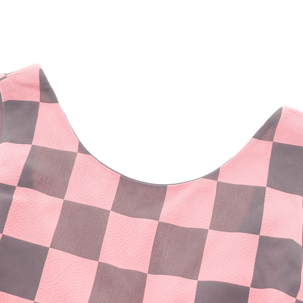 Emporio Armani sleeveless check plaid dress, women's size 40 (equivalent to size 9, M-L), pink and gray, tags included, unused