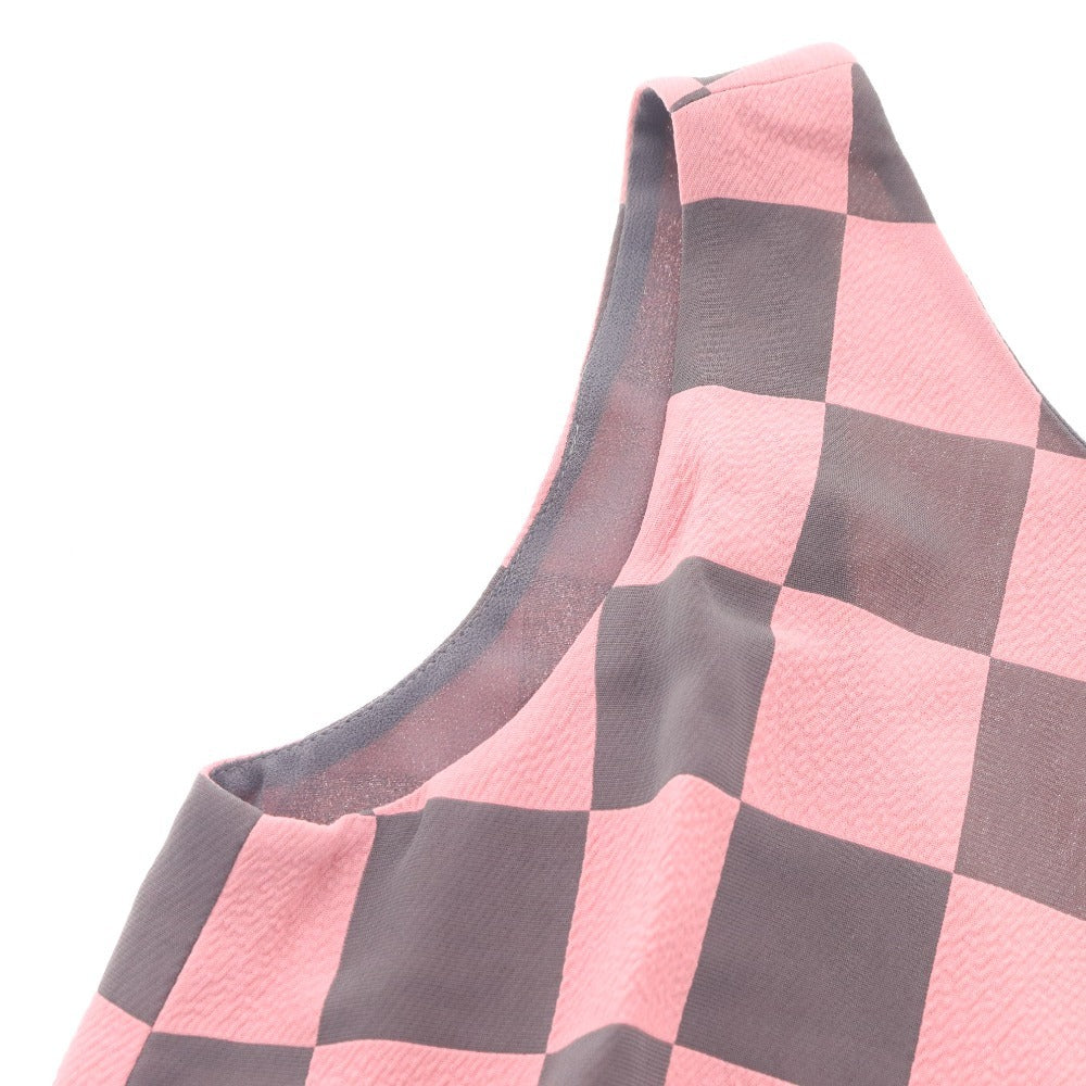 Emporio Armani sleeveless check plaid dress, women's size 40 (equivalent to size 9, M-L), pink and gray, tags included, unused