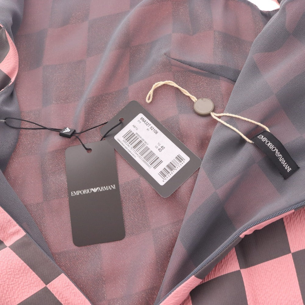 Emporio Armani sleeveless check plaid dress, women's size 40 (equivalent to size 9, M-L), pink and gray, tags included, unused