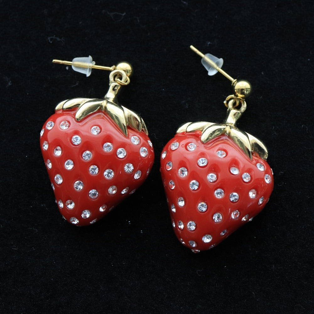 ■ ルイヴィトン イヤリング ピアス 2点セット カスタム 1点モノ イチゴ モノグラム ゴールド レッド ピンク レディース カスタマイズ