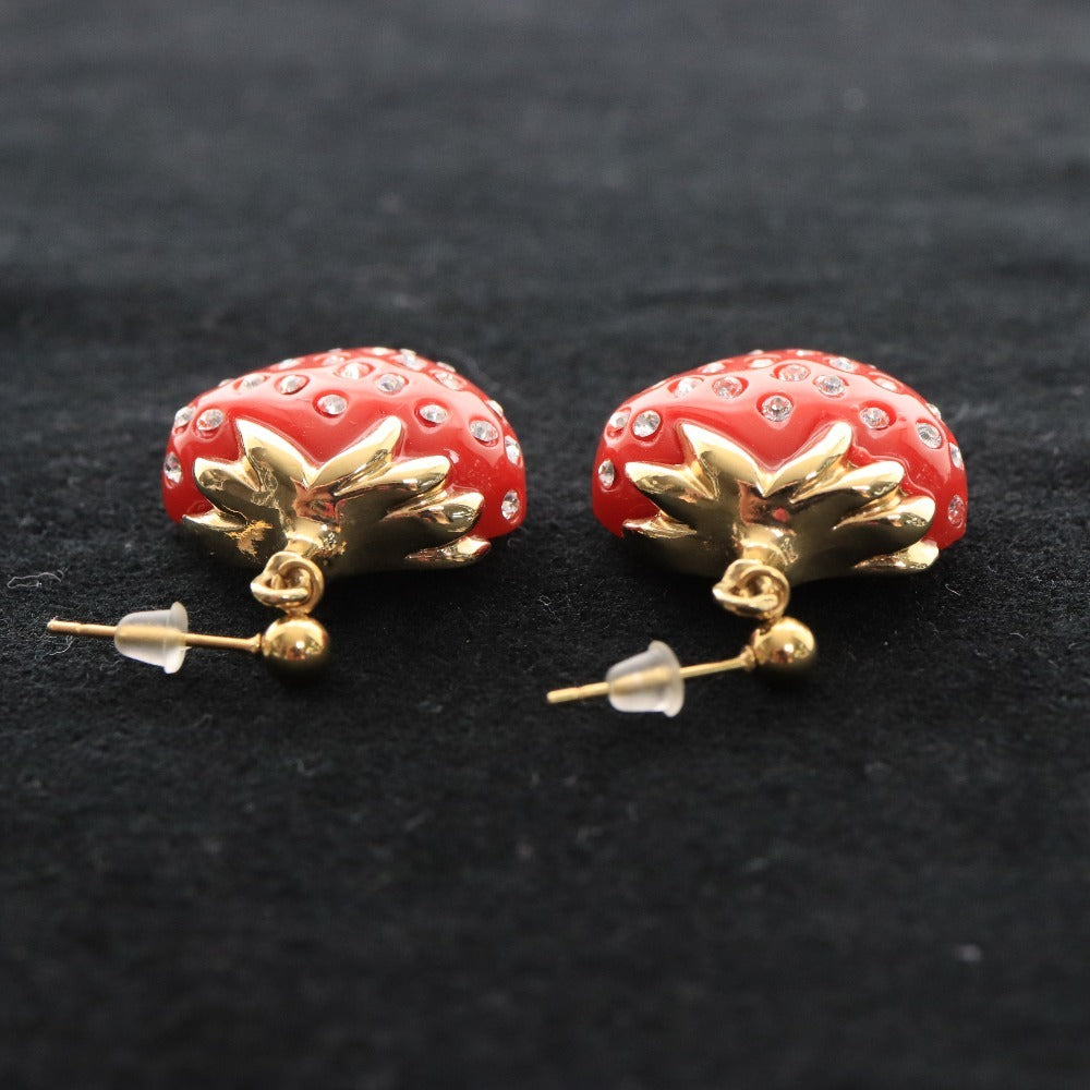 ■ ルイヴィトン イヤリング ピアス 2点セット カスタム 1点モノ イチゴ モノグラム ゴールド レッド ピンク レディース カスタマイズ