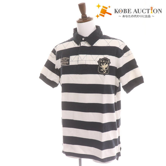 ■ ポロラルフローレン ポロシャツ 半袖 トップス 襟ボタン ボーダー柄 ロゴ メンズ レディース XL 白黒 ホワイト ブラック