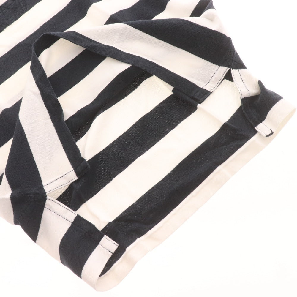 ■ ポロラルフローレン ポロシャツ 半袖 トップス 襟ボタン ボーダー柄 ロゴ メンズ レディース XL 白黒 ホワイト ブラック