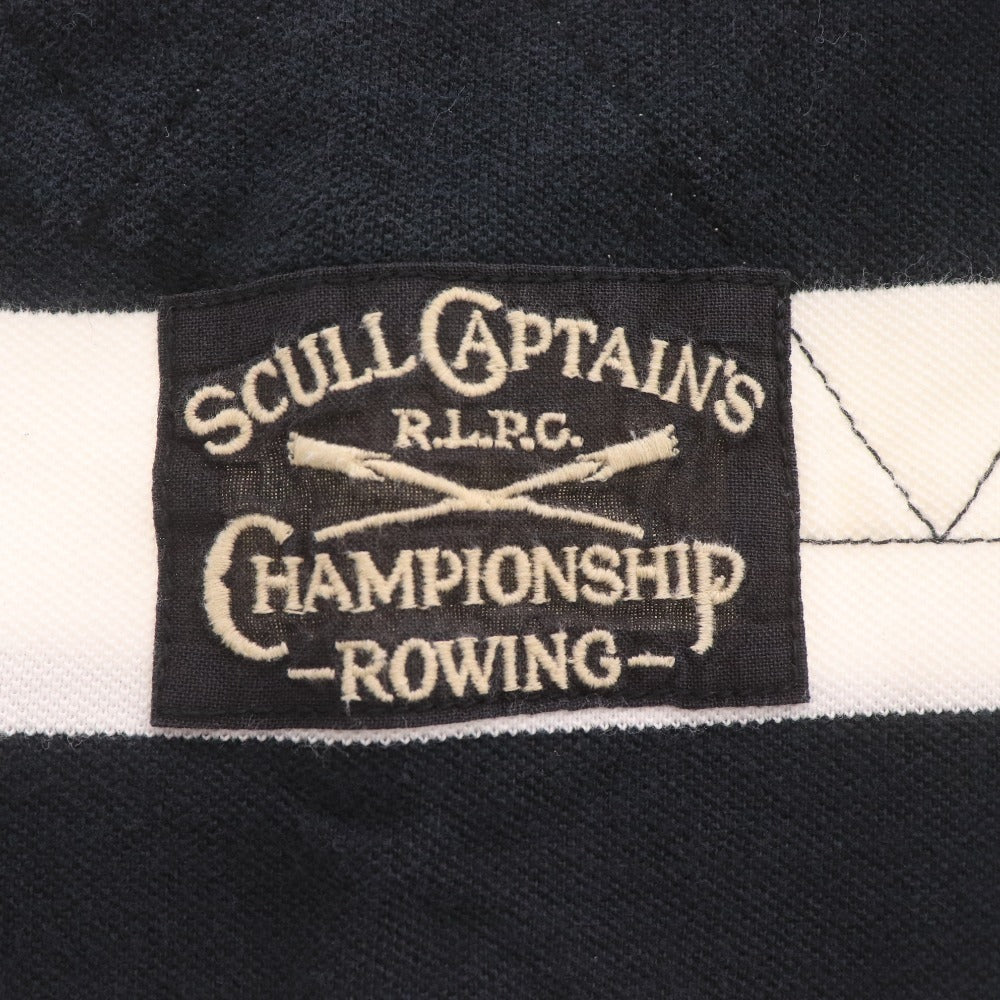 ■ ポロラルフローレン ポロシャツ 半袖 トップス 襟ボタン ボーダー柄 ロゴ メンズ レディース XL 白黒 ホワイト ブラック