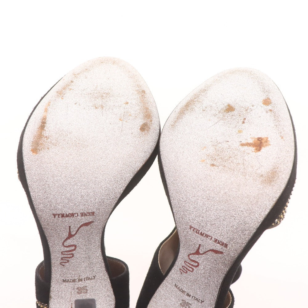 ■ Rene Caovilla venezia レネカオヴィラ ハイヒール ファーブーツ 靴 イタリア製 レディース 35 (23.0cm相当) ブラック 未使用