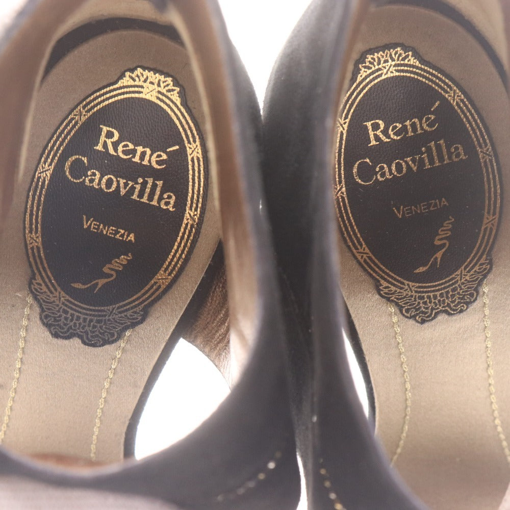 ■ Rene Caovilla venezia レネカオヴィラ ハイヒール ファーブーツ 靴 イタリア製 レディース 35 (23.0cm相当) ブラック 未使用