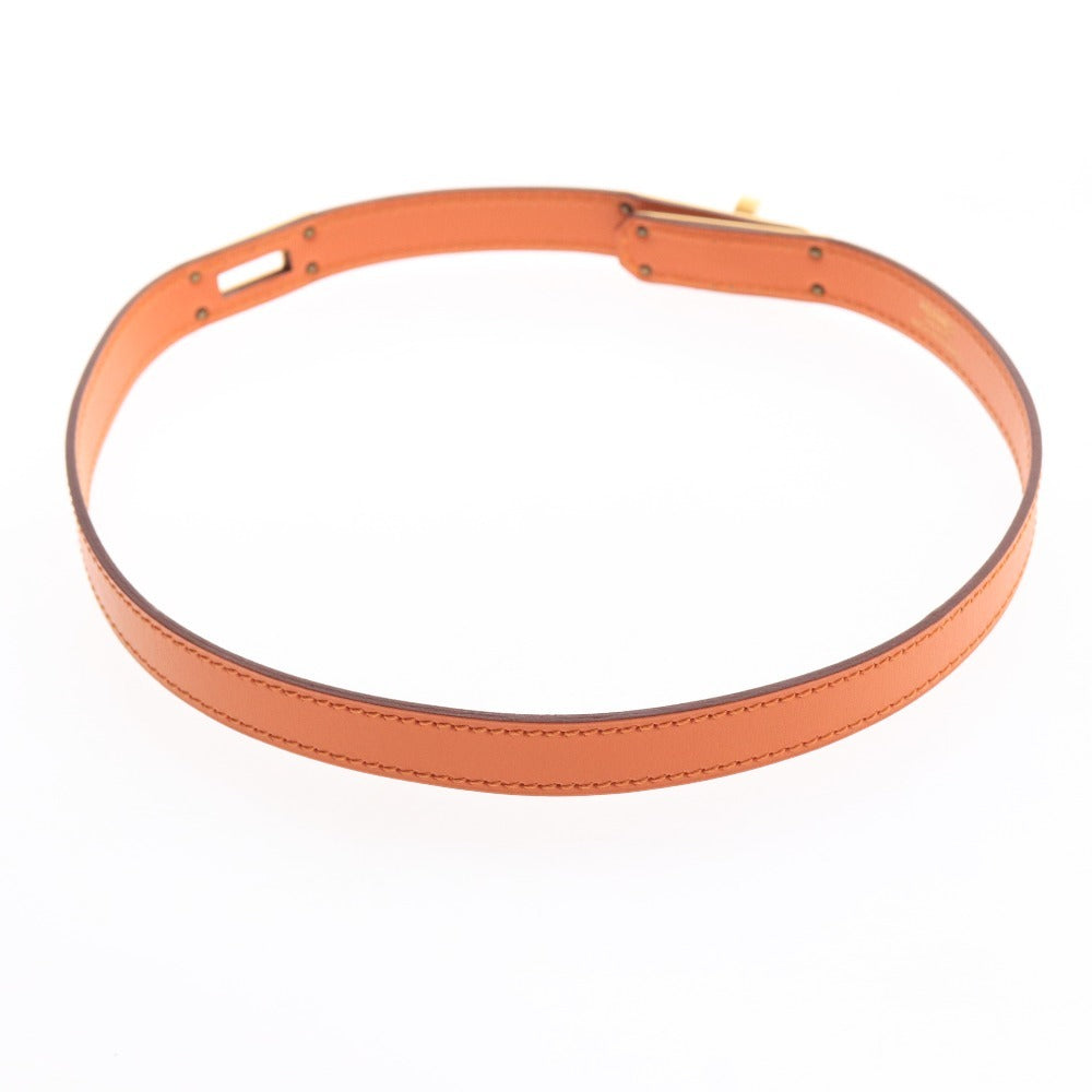 ■ エルメス レザー バングル ドゥブルトゥール ケリー F刻印 2002年 25g レディース オレンジ ゴールド 袋付き