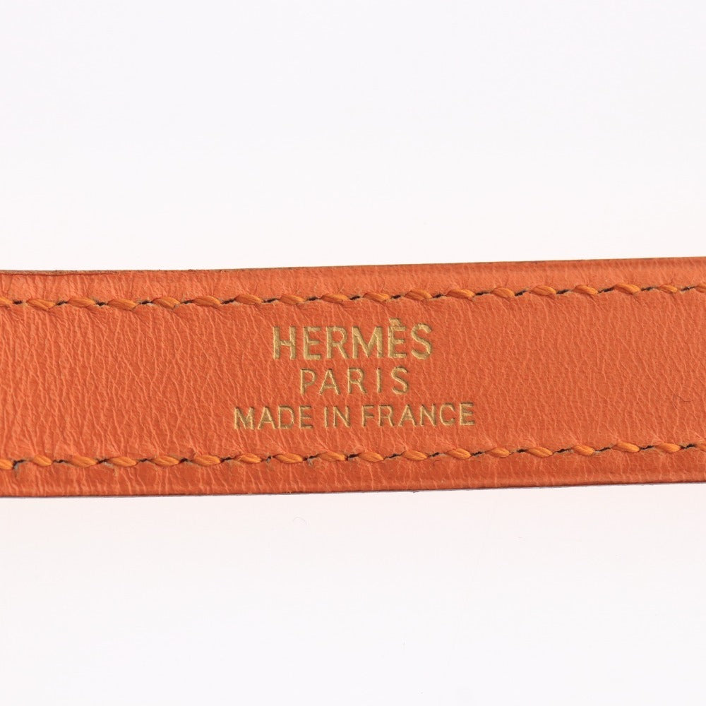 ■ エルメス レザー バングル ドゥブルトゥール ケリー F刻印 2002年 25g レディース オレンジ ゴールド 袋付き