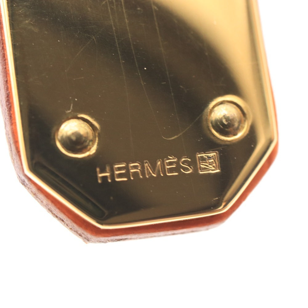■ エルメス レザー バングル ドゥブルトゥール ケリー F刻印 2002年 25g レディース オレンジ ゴールド 袋付き