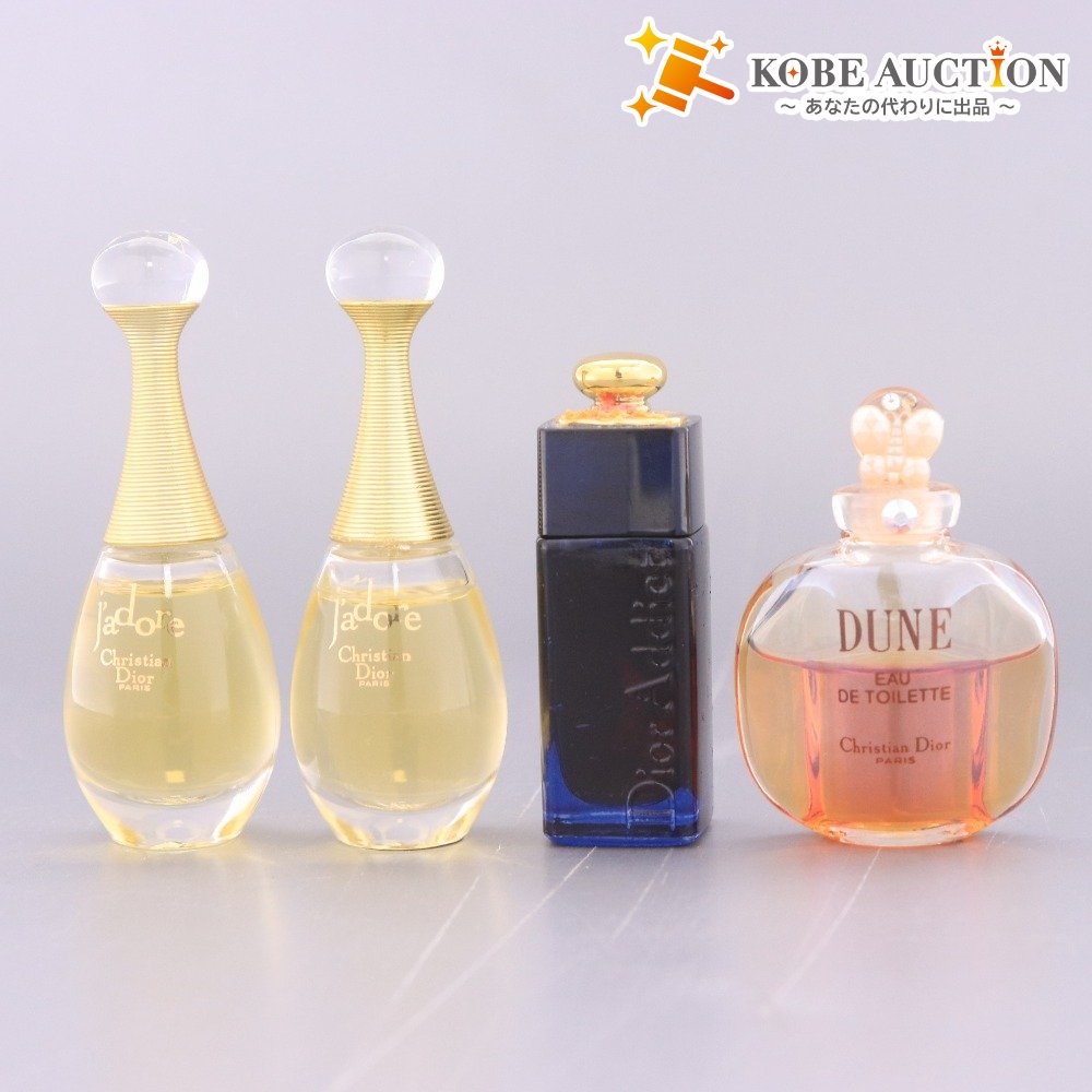 ■ Christian Dior ミニ香水 4点セット まとめ売り ジャドール オードゥ パルファン 5ml デューン オードゥ トワレ アディクト 未使用含む