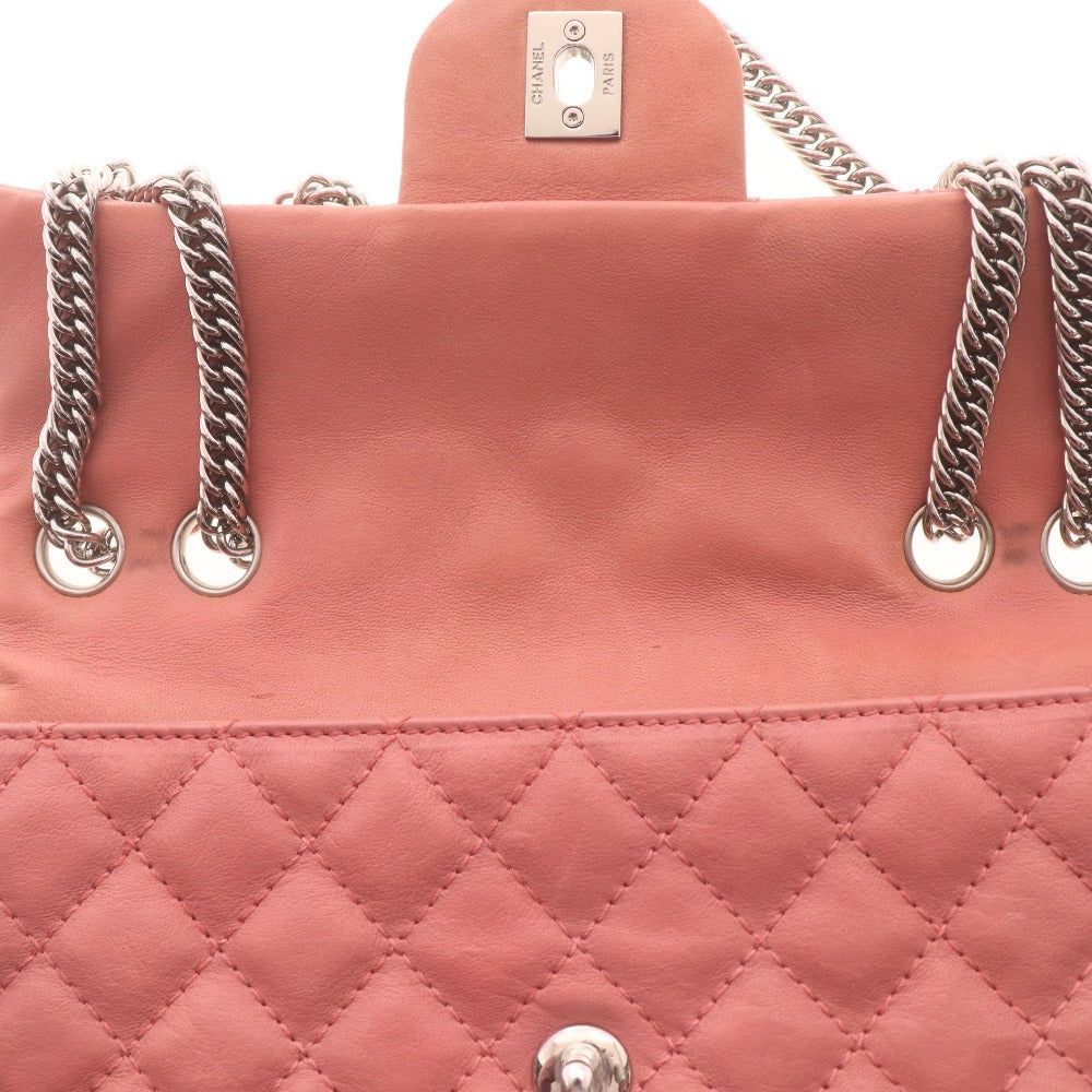 ■ シャネル ショルダーバッグ 鞄 マトラッセ チェーン ラムスキン ココマーク シルバー金具 イタリア製 2008年購入 レディース ピンク系