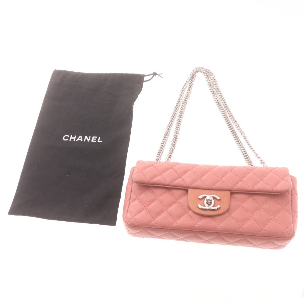 ■ シャネル ショルダーバッグ 鞄 マトラッセ チェーン ラムスキン ココマーク シルバー金具 イタリア製 2008年購入 レディース ピンク系