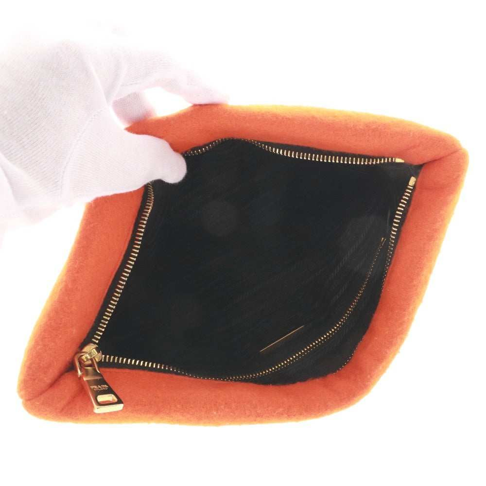 ■ プラダ クラッチバッグ 鞄 ファー レディース オレンジ ベージュ 袋付き 未使用